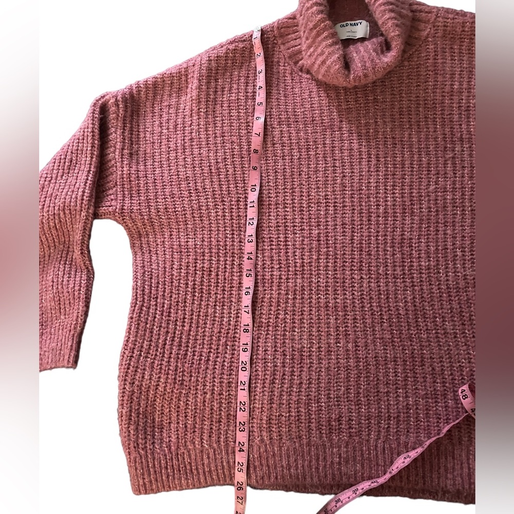 Old Navy pink dusk sweater with cowlneck, size large, polyester/nylon/wool - Picture 12 of 13